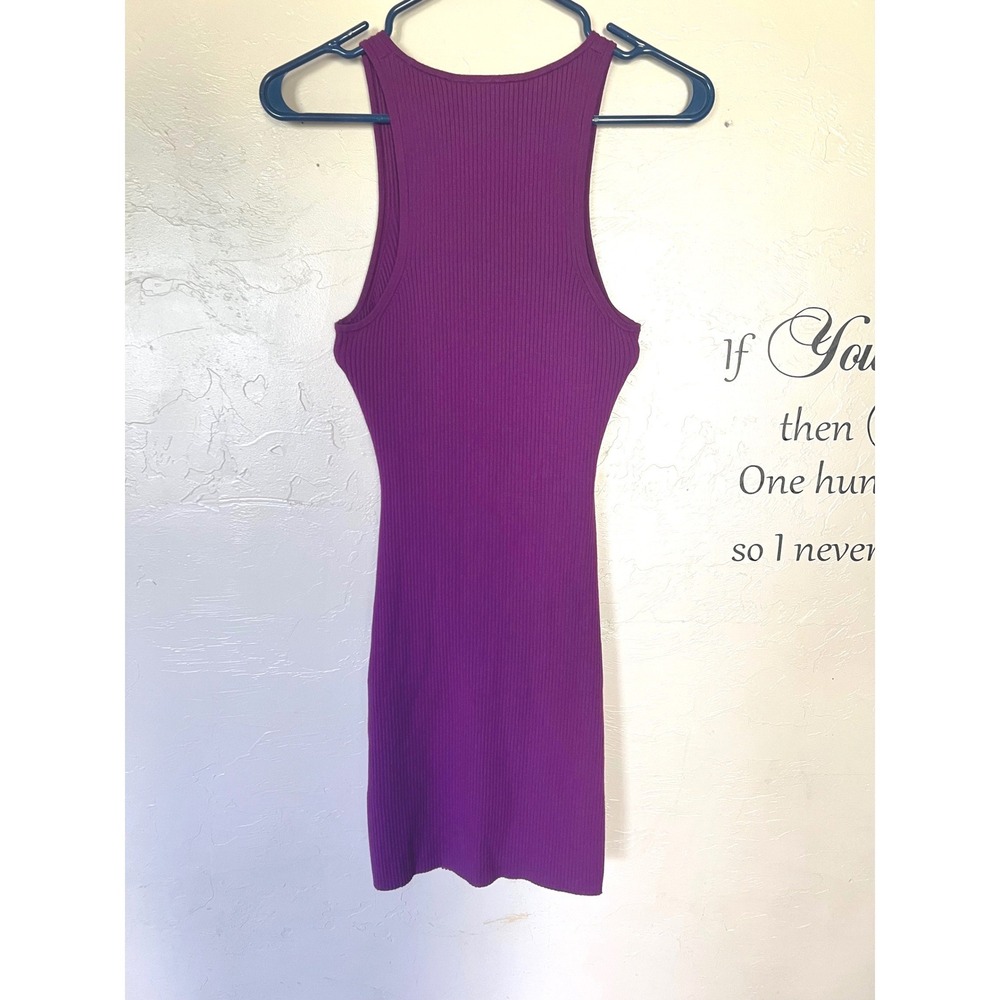 Wilfred Aritzia Purple Cutout Ribbed Knit Bodycon Mini Dress Womens Medium party - Picture 7 of 7